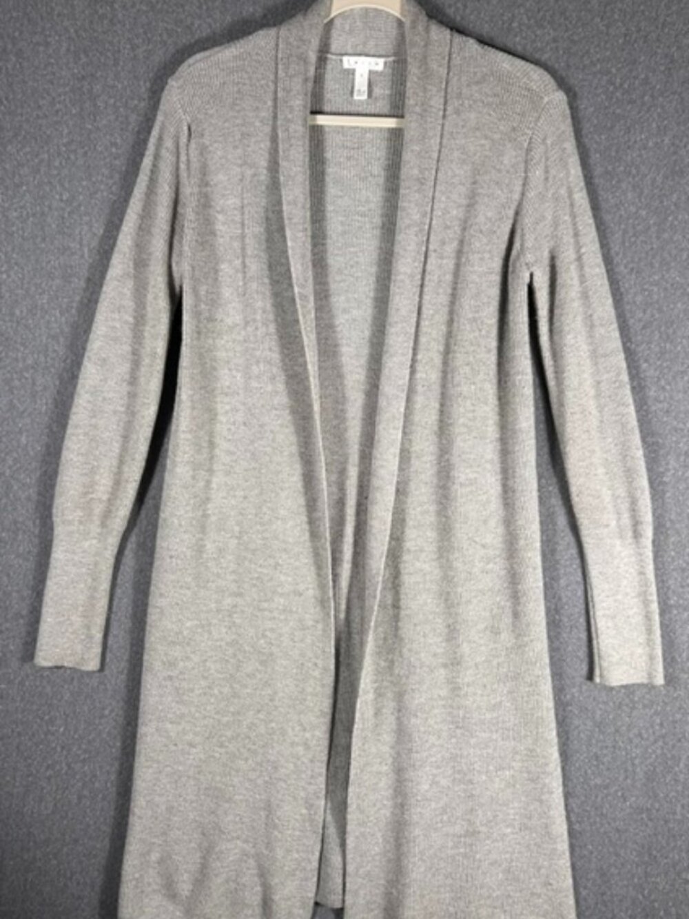 Leith Longline Open Front Duster Cardigan Womens Sz Small Gray Oversized Knit
